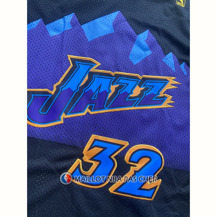 Maillot Utah Jazz Karl Malone NO 32 Mitchell & Ness 1996-97 Noir